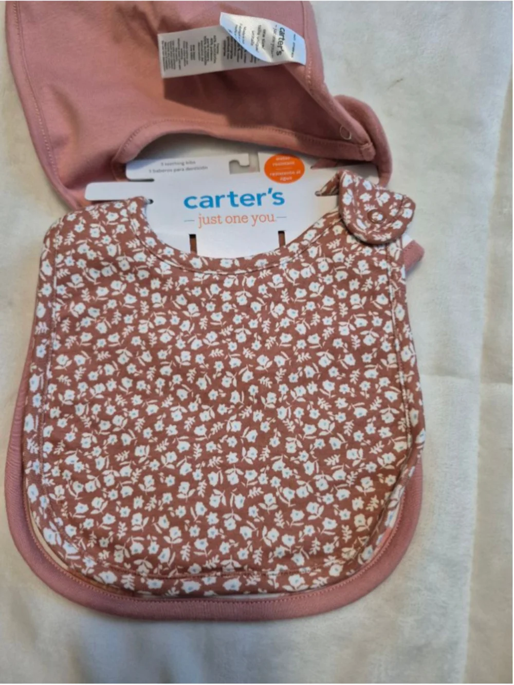 Baby Carter's One Size Pink & White Bibs 3-Pack